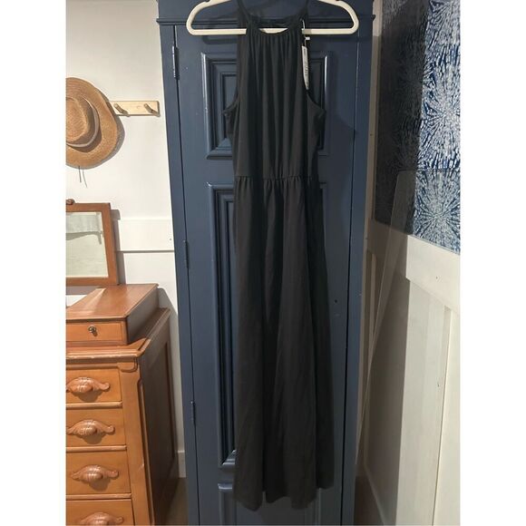 NEW Black Formal Spaghetti Strap Halter Slit Maxi Dress L - Picture 4 of 7